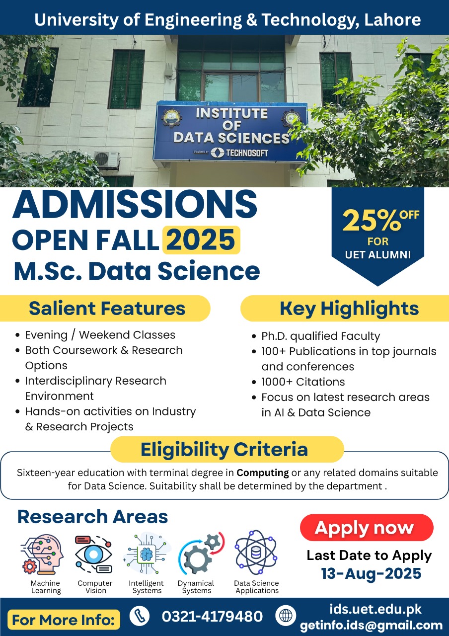 Admissions Open for FALL 2025 M.Sc. Data Science